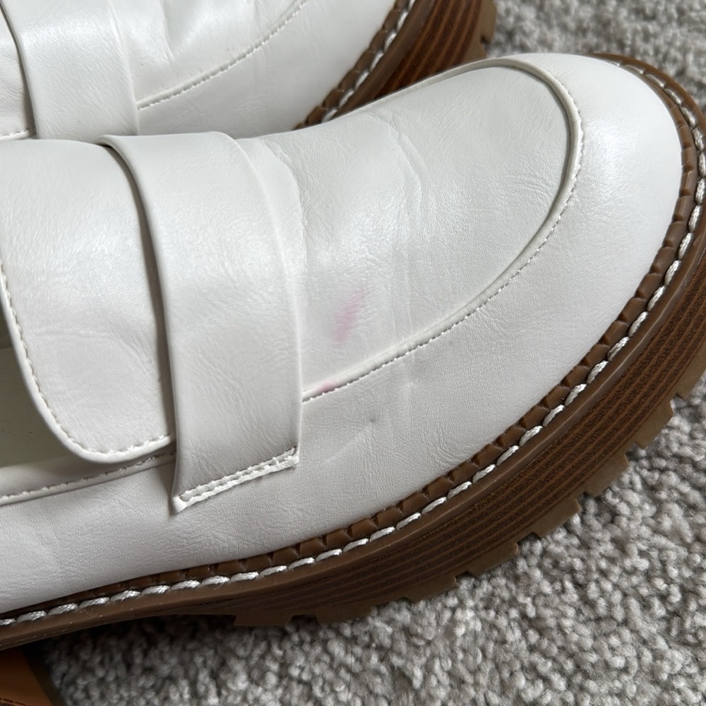 Mia Delilah Lug Sole Platform Loafers, White Leather - Size 8.5 - Picture 5 of 8